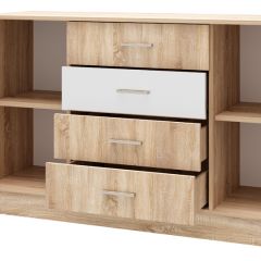 БЕАТРИС Комод К1400 (Дуб Сонома/Белый глянец) в Магнитогорске - magnitogorsk.mebel24.online | фото 2