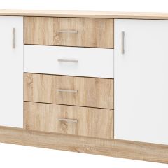 БЕАТРИС Комод К1400 (Дуб Сонома/Белый глянец) в Магнитогорске - magnitogorsk.mebel24.online | фото