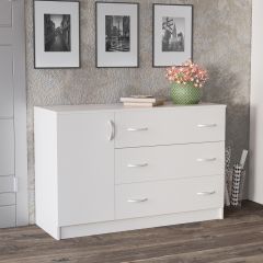 Комод Лофт (3 ящика/1 дверца) Белый в Магнитогорске - magnitogorsk.mebel24.online | фото 1