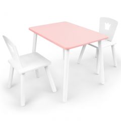 Комплект детской мебели стол и два стула Корона  (Розовый/Белый/Белый) в Магнитогорске - magnitogorsk.mebel24.online | фото 1