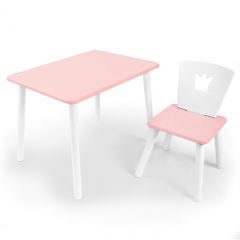 Комплект детской мебели стол и стул Корона (Розовый/Розовый/Белый) в Магнитогорске - magnitogorsk.mebel24.online | фото 1