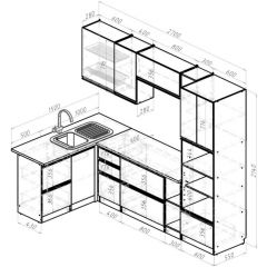 Кухонный гарнитур Амели мега прайм 1500х2700 мм в Магнитогорске - magnitogorsk.mebel24.online | фото 3