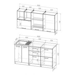 Кухонный гарнитур Надежда стандарт 4 1600 мм в Магнитогорске - magnitogorsk.mebel24.online | фото 2