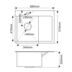 Мойка HD5851L MELANA ProfLine 3,0/200 САТИН врезная прямоугольная с коландером HD5851L в Магнитогорске - magnitogorsk.mebel24.online | фото 2