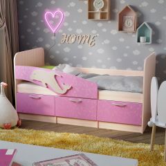 Кровать Дельфин 1,9 (Белый/Ламарти розовый) в Магнитогорске - magnitogorsk.mebel24.online | фото 2