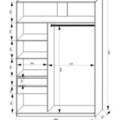 Шкаф-купе 1600 серии SOFT D1+D3+B2+PL1 (2 ящика+1штанга) профиль «Графит» в Магнитогорске - magnitogorsk.mebel24.online | фото 4