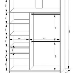 Шкаф-купе 1600 серии SOFT D8+D2+B2+PL4 (2 ящика+F обр.штанга) профиль «Графит» в Магнитогорске - magnitogorsk.mebel24.online | фото 2