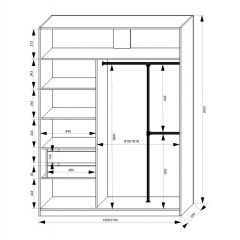 Шкаф-купе 1700 серии NEW CLASSIC K4+K4+B2+PL4 (2 ящика+F обр. штанга) профиль «Капучино» в Магнитогорске - magnitogorsk.mebel24.online | фото 3