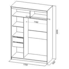 Шкаф-купе №19 Серия 3 Квадро (1700) Ясень Анкор светлый в Магнитогорске - magnitogorsk.mebel24.online | фото 4