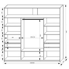 Шкаф-купе 2100 серии SOFT D2+D7+D3+B22+PL2 (по 2 ящика лев/прав+1штанга+1полка) профиль «Графит» в Магнитогорске - magnitogorsk.mebel24.online | фото 3