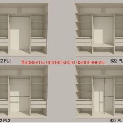 Шкаф-купе 2100 серии SOFT D5+D5+D5+B22+PL4 (по 2 ящика лев/прав+2штанги) профиль «Графит» в Магнитогорске - magnitogorsk.mebel24.online | фото 4