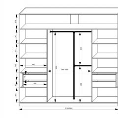 Шкаф-купе 2150 серии NEW CLASSIC K4+K4+K4+B22+PL4(по 2 ящика лев/прав+F обр.штанга) профиль «Капучино» в Магнитогорске - magnitogorsk.mebel24.online | фото 3