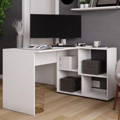 Стол компьютерный угловой СКМУ-4 Белый в Магнитогорске - magnitogorsk.mebel24.online | фото