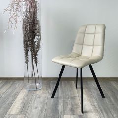 Стул CHILLI SQUARE HK017-02 серо-бежевый, PU/ черный каркас М-City в Магнитогорске - magnitogorsk.mebel24.online | фото 2