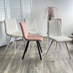Стул ELVIS WZ2042-01 молочный фактурный велюр / белый каркас М-City в Магнитогорске - magnitogorsk.mebel24.online | фото 2
