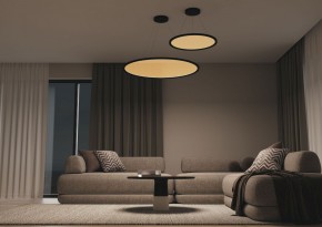 DK6616-BK Подвесной горизонтальный светильник Veil со светодиодом H900 d600 220V 48W 3000-6000K IP20 черный алюминий в Магнитогорске - magnitogorsk.mebel24.online | фото 5