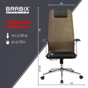 Кресло BRABIX PREMIUM "Ultimate EX-801" хром, плотная двойная сетка Х2, черное/коричневое, 532920 в Магнитогорске - magnitogorsk.mebel24.online | фото 6