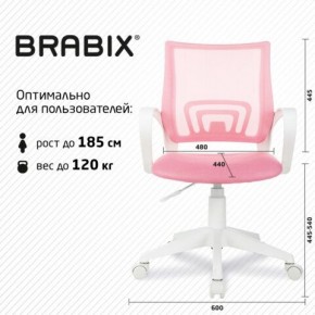 Кресло BRABIX "Fly MG-396W", с подлокотниками, пластик белый, сетка, розовое, 533008 в Магнитогорске - magnitogorsk.mebel24.online | фото 5