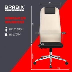 Кресло офисное BRABIX PREMIUM "Ultimate EX-801" хром, плотная двойная сетка Х2, черное/бежевое, 532919 в Магнитогорске - magnitogorsk.mebel24.online | фото 6