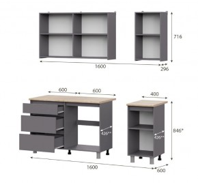 Кухонный гарнитур ДЕНВЕР (1600) Графит серый/Дуб Сонома в Магнитогорске - magnitogorsk.mebel24.online | фото 2