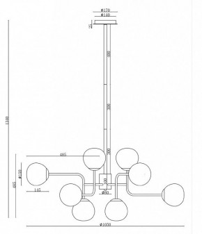 Люстра на штанге Maytoni Erich MOD221-PL-12-G в Магнитогорске - magnitogorsk.mebel24.online | фото 3