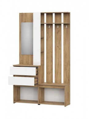 НЕКСТ 1 Вешалка с зеркалом (Дуб Золотой/Белый) в Магнитогорске - magnitogorsk.mebel24.online | фото 2