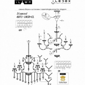 Подвесная люстра iLamp Diamond 6071-18 CR+CL в Магнитогорске - magnitogorsk.mebel24.online | фото 2