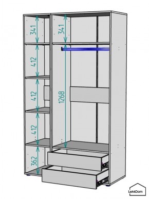Шкаф Linnea MHR-3PO-2 2050х1200х510 (Белый-М 11.1.2) в Магнитогорске - magnitogorsk.mebel24.online | фото 3