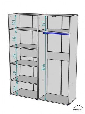 Шкаф Linnea MHR-4-1 2050х1600х510 (Графит-М 11.1.25) в Магнитогорске - magnitogorsk.mebel24.online | фото 3