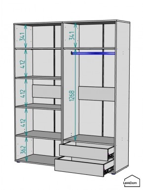 Шкаф Linnea MHR-4PO-2 2050х1600х510 (Белый-М 11.1.2) в Магнитогорске - magnitogorsk.mebel24.online | фото 3