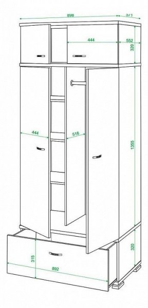 Шкаф платяной Домино КС-20 в Магнитогорске - magnitogorsk.mebel24.online | фото 3