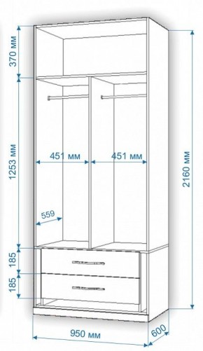 Шкаф платяной Нобиле Пл-95/60 в Магнитогорске - magnitogorsk.mebel24.online | фото 2