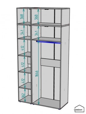 Шкаф с антресолью Linnea MHR-3A-1 2450х1200х510 (ДВ-М 11.1.25) в Магнитогорске - magnitogorsk.mebel24.online | фото 3