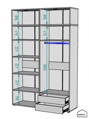 Шкаф с антресолью Linnea MHR-4A-2 2450х1600х510 (ДВ-М 11.1.25) в Магнитогорске - magnitogorsk.mebel24.online | фото 3
