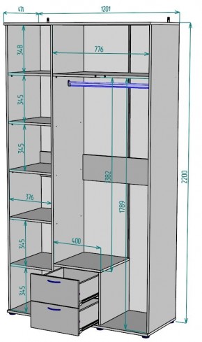 Шкаф с зеркалом Ольга H54_M в Магнитогорске - magnitogorsk.mebel24.online | фото 2