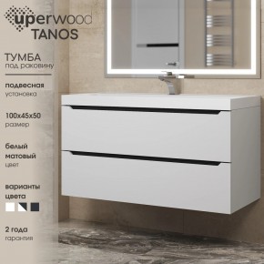 Тумба под раковину Uperwood Tanos 100 см, подвесная, белая/графит в Магнитогорске - magnitogorsk.mebel24.online | фото 3