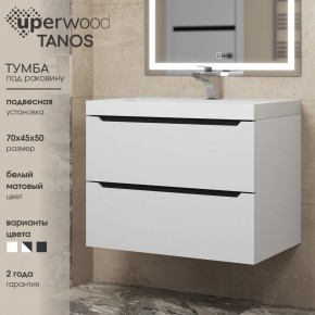Тумба под раковину Uperwood Tanos 70 см, подвесная, белая/графит в Магнитогорске - magnitogorsk.mebel24.online | фото 3