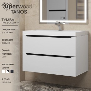 Тумба под раковину Uperwood Tanos 80 см, подвесная, белая/графит в Магнитогорске - magnitogorsk.mebel24.online | фото 3