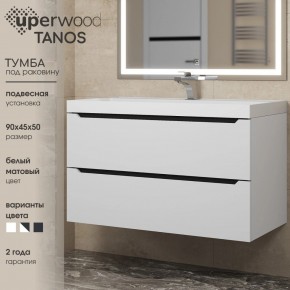 Тумба под раковину Uperwood Tanos 90 см, подвесная, белая/графит в Магнитогорске - magnitogorsk.mebel24.online | фото 3