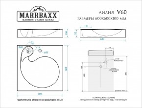 Умывальник над стиральной машиной (600*600х100) Лилия V60 (белый) с кронштейном без сифона (V60) в Магнитогорске - magnitogorsk.mebel24.online | фото 2